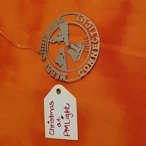 Merry Christmas Connecticut Ornament Gold Brass Ligthhouse Sailboat